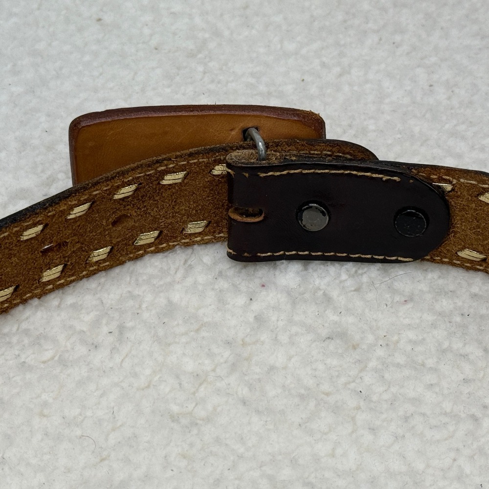 Vintage Hand Tooled Leather Belt Brown Southwestern Sunburst KING Ranch Wear M L - Picture 9 of 13
